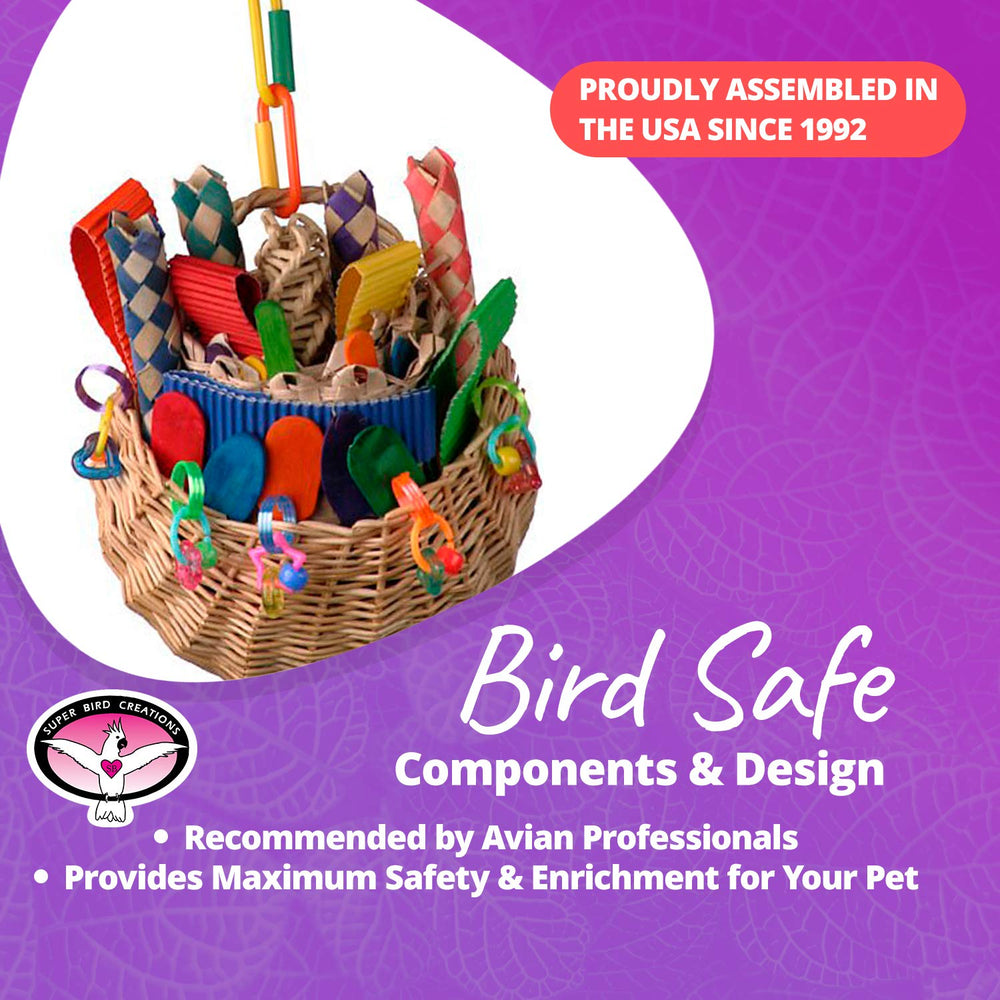 Jouet enrichissant naturel pour oiseaux moyens par Super Bird Creations.