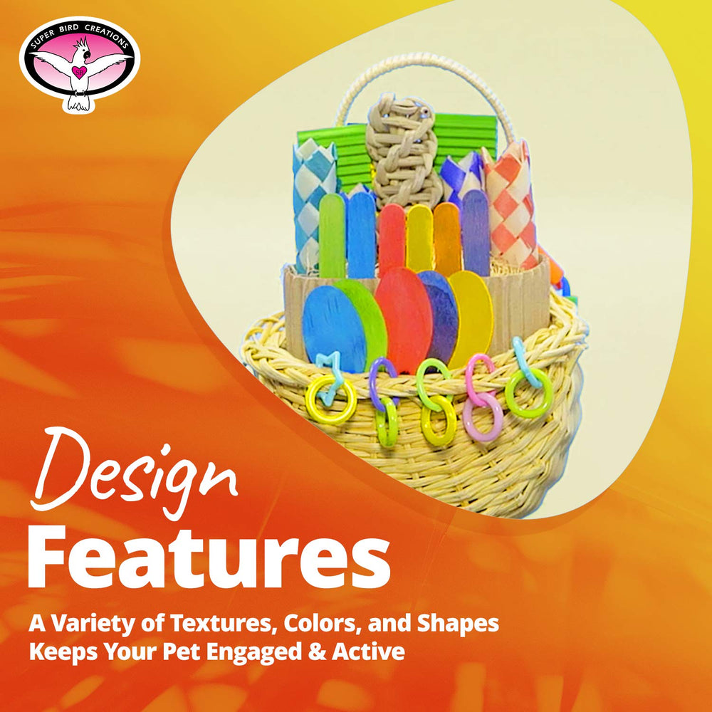 Feuilles de palmier tissées pour stimulation sensorielle par Super Bird Creations.