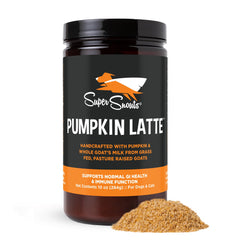 Super Snouts Pumpkin Latte – bouteille prête à ajouter au repas des chiens et chats.