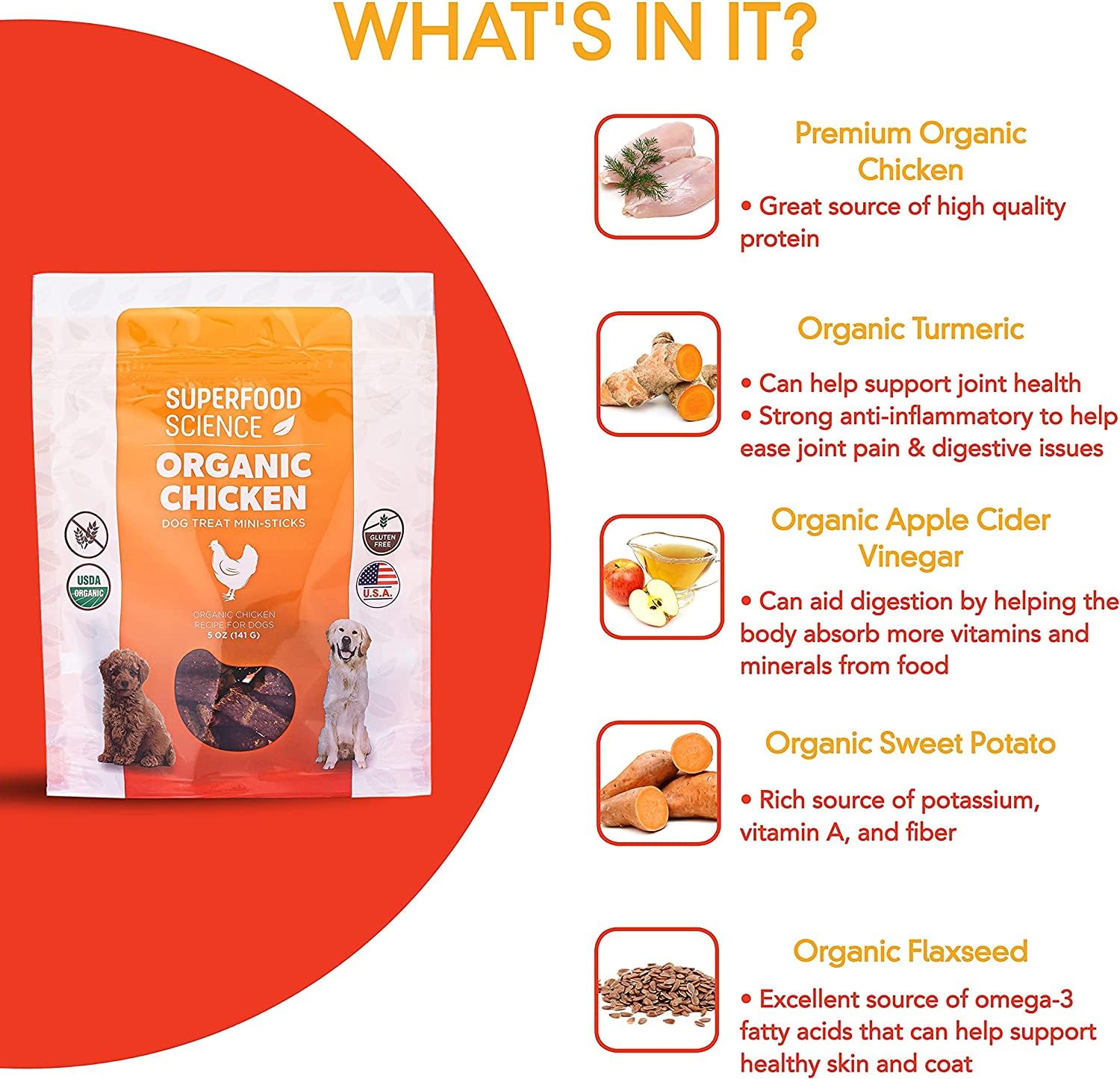 Friandises poulet bio au curcuma, riches en super-aliments pour motivation.