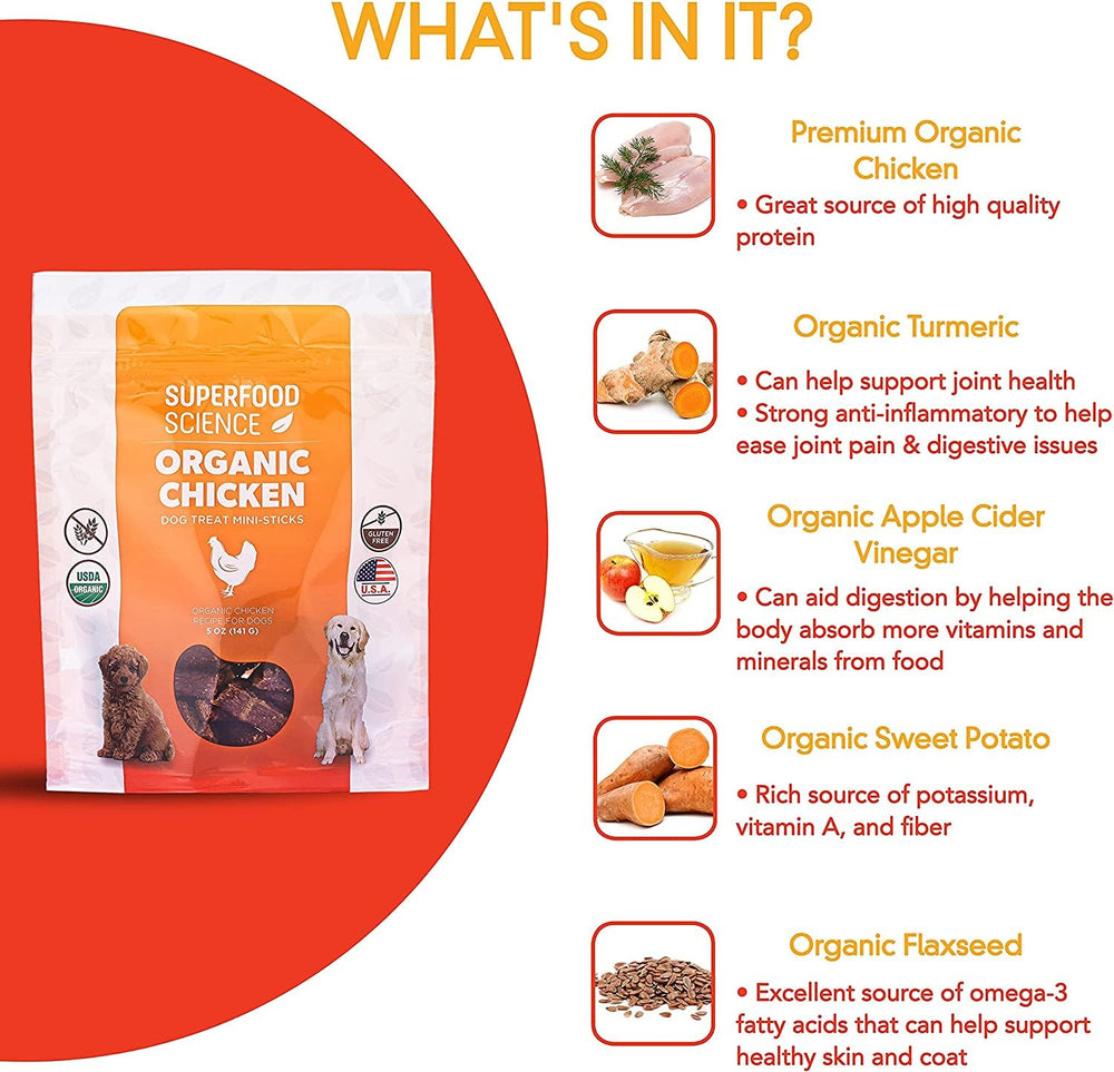 Friandises poulet bio au curcuma, riches en super-aliments pour motivation.