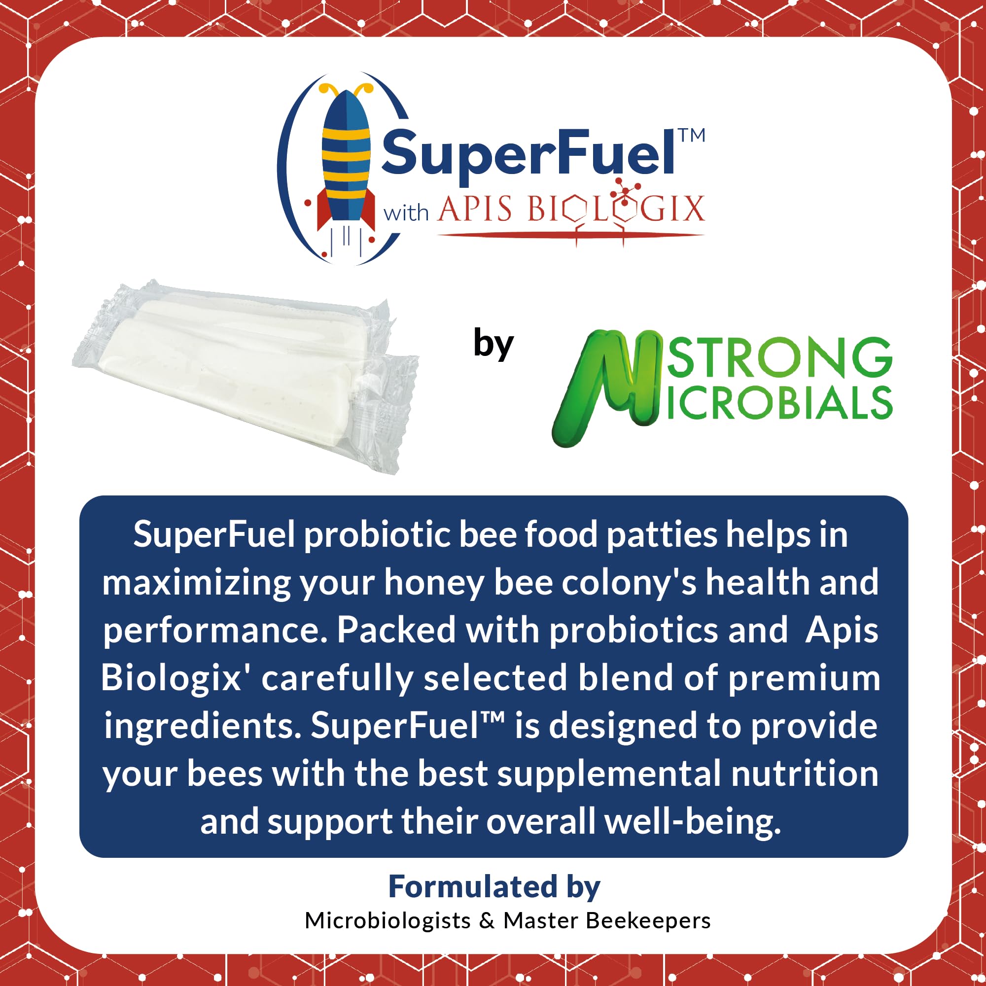 Barres SuperFuel avec probiotiques pour soutenir les défenses des abeilles.