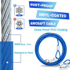 Supet câble-attache-chien 10-pieds rayon compact et pratique.