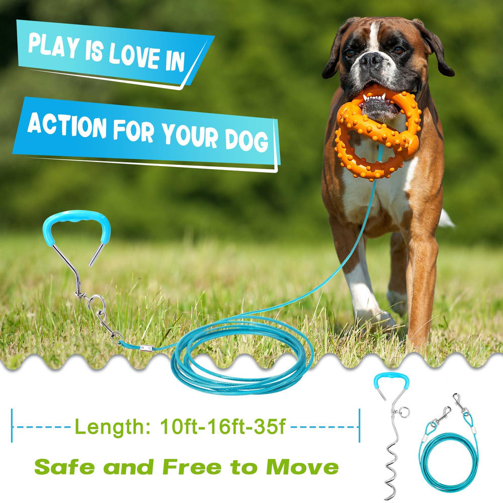 Supet câble-attache-chien-16-pieds, parfait pour les parcs et balades sans enchevêtrement.