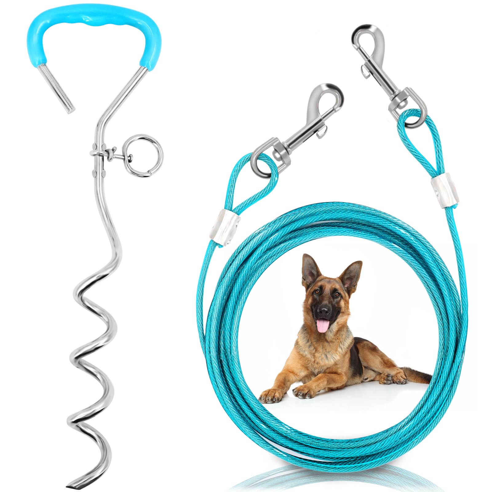 Supet câble-attache-chien-32-pieds, liberté sécurisée lors du camping et du jardin.