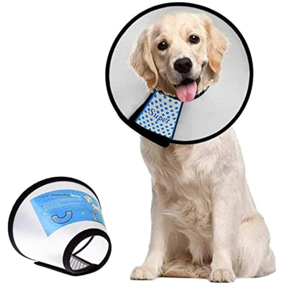 Supet collier-cone chien-ajuste offre une protection douce pendant la récupération.