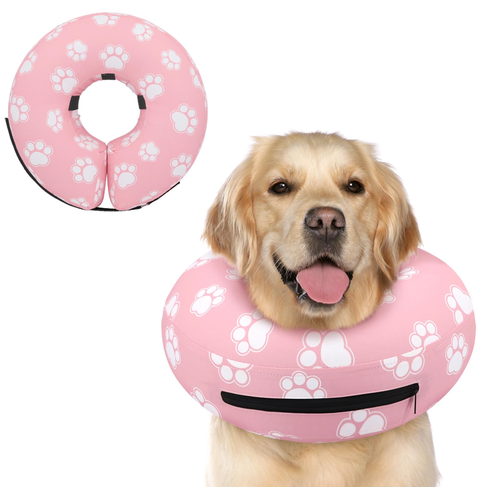 Supet Collier Donut gonflable pour chien après chirurgie, barrière douce contre les léchages.