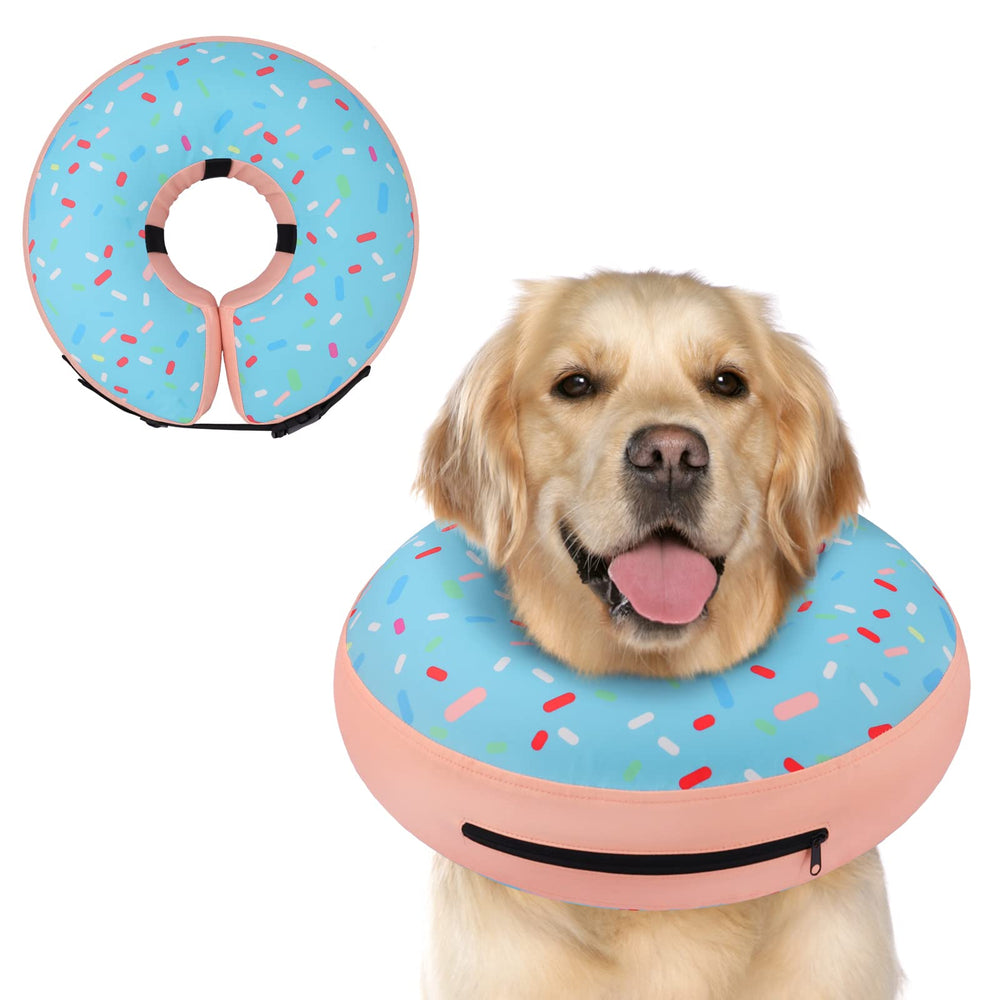 Supet collier donut inflable chien — aperçu élégant et confortable pour récupération.