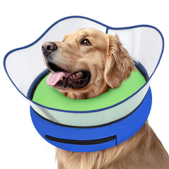 Supet collier donut inflable pour chien — vue avant, soutien sécurisant pendant la récupération.