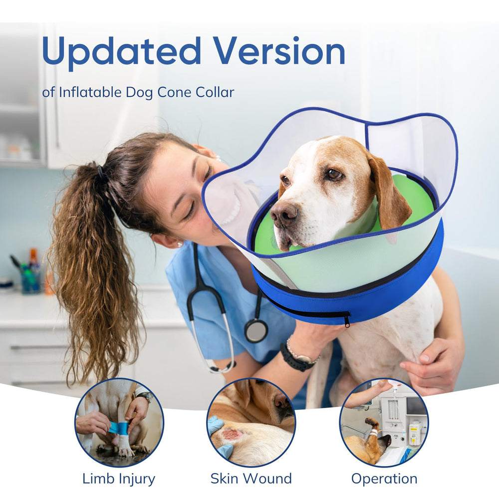 Supet collier donut inflable avec bouclier protecteur détachable pour prévenir les lèchages.