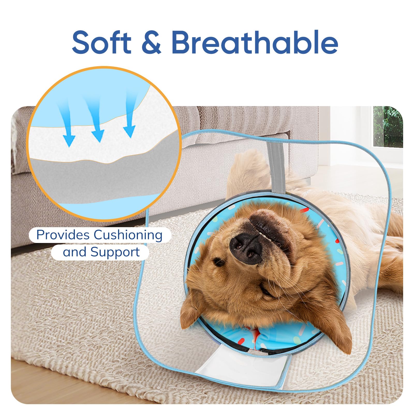 Housse lavable Supet avec fermeture éclair cachée pour nettoyage facile.