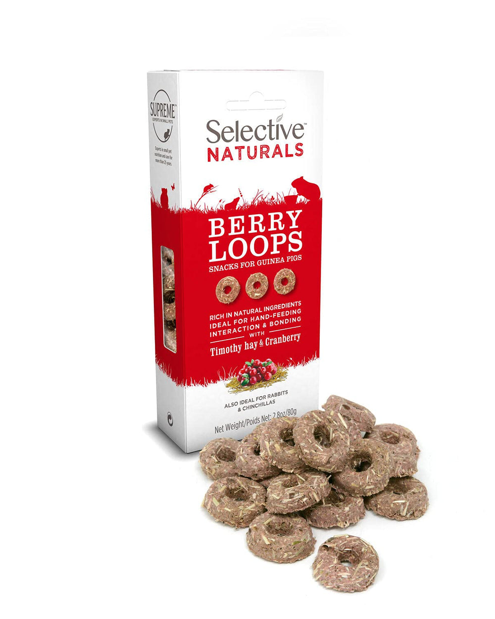 Berry Loops servis dans un bol de service, portion adaptée pour cobaye.