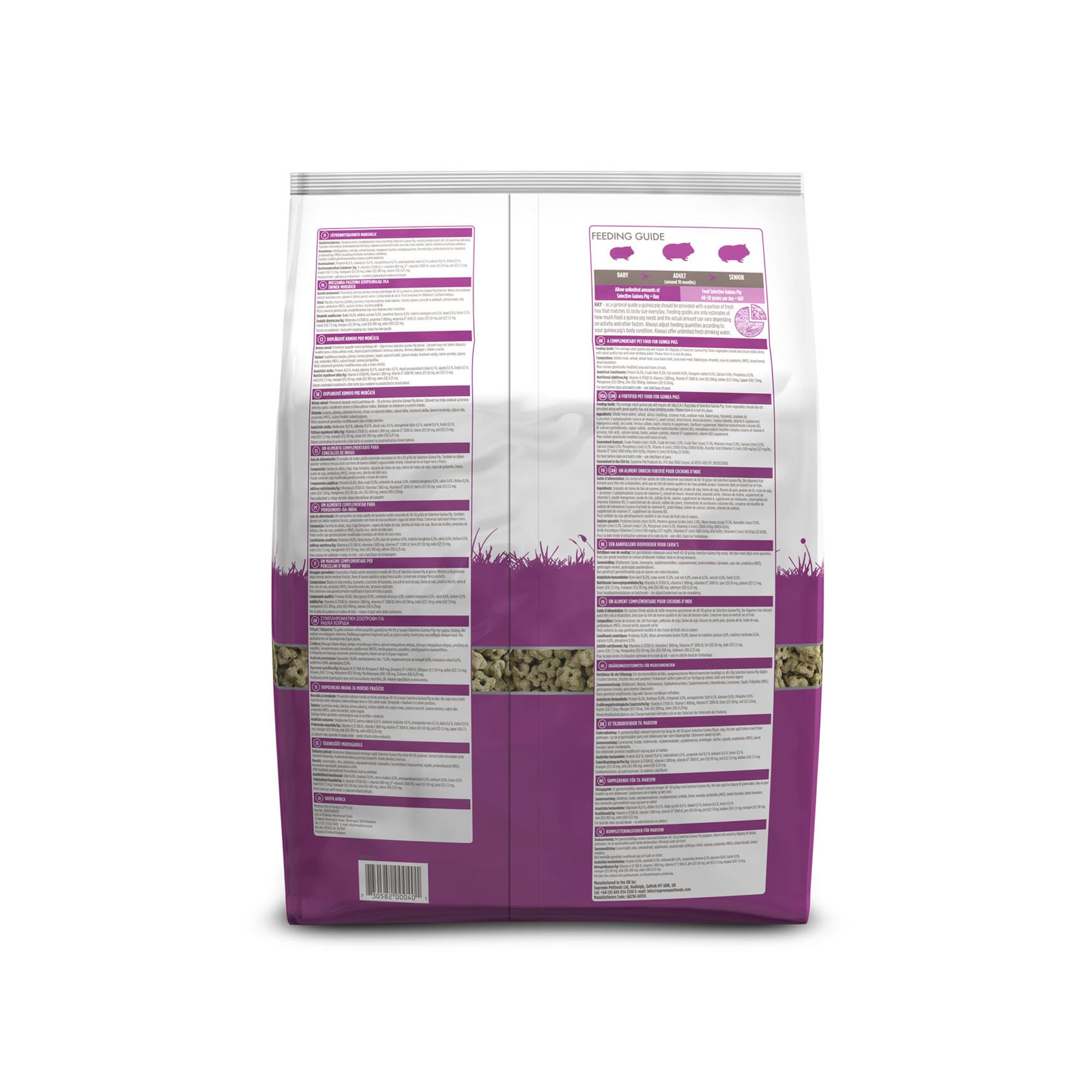 Lin dans Supreme Petfoods Science Selective Cochon d’Inde, source d’oméga 3 pour un pelage sain.