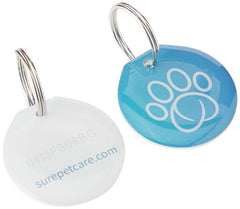 Tag SureFlap montrant le diamètre de 1 pouce pour colliers variés.