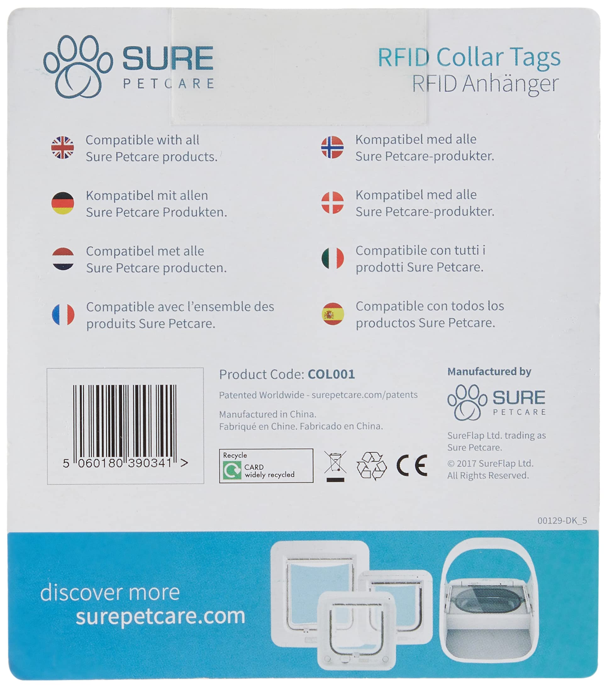 Étiquette SureFlap légère, 2 g, pour collier discret et confortable.