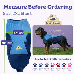 Surgi-Snuggly manteau récupération chien - vue avant, mouvement libre et doux.