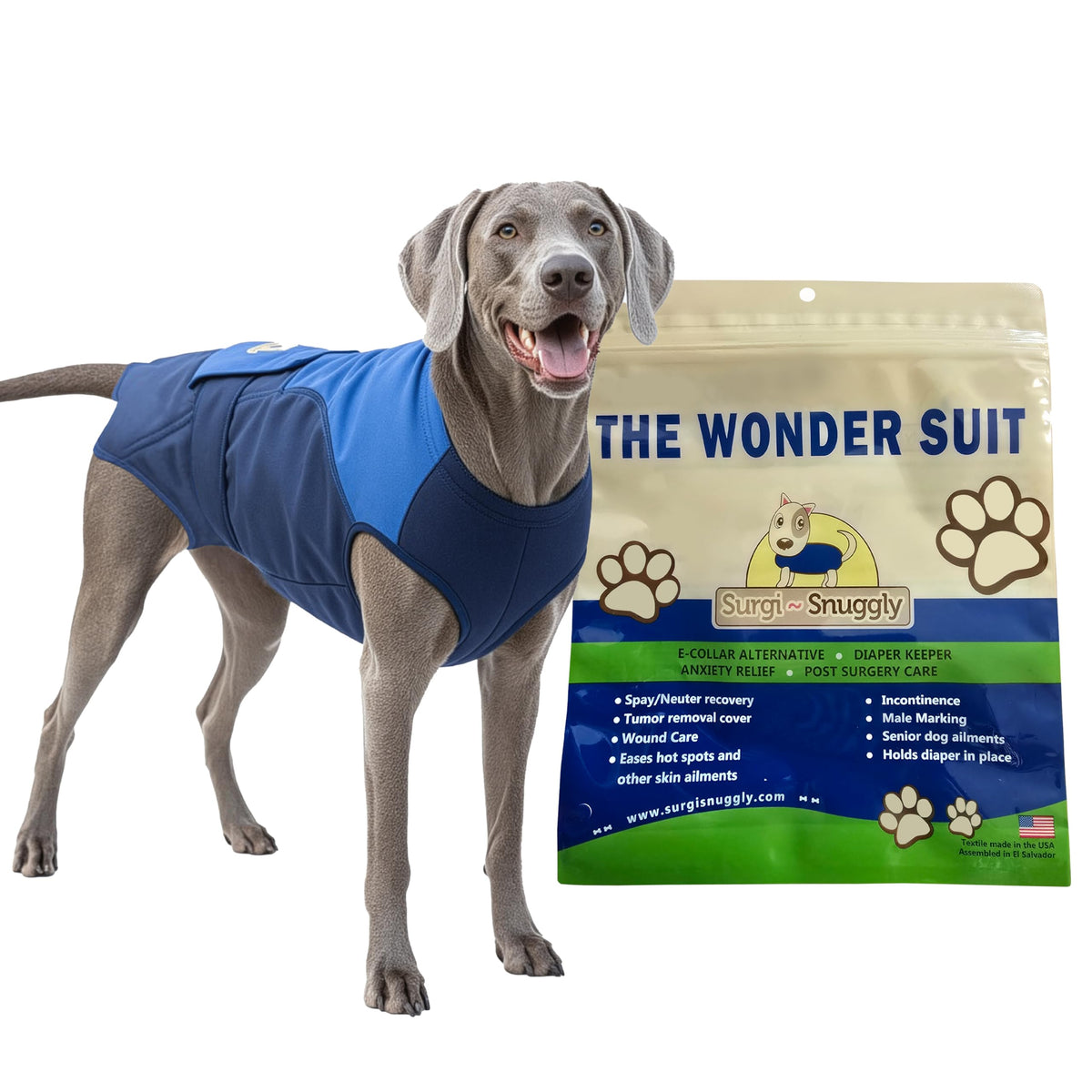 SurgiSnuggly couvre-couches jetables pour chien, maintien fiable en déplacement.