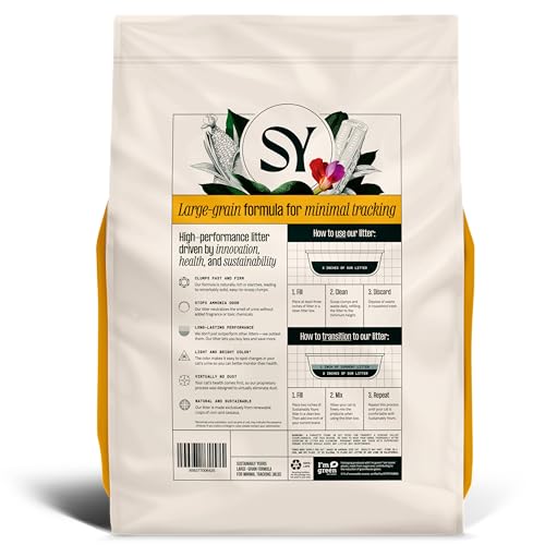 Sustainably Yours Litière Chat — grains gros pour réduire les traces sur le sol