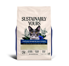 Litiere Sustainably Yours avec grains fins favorisant une formation de mottes rapide et propre.