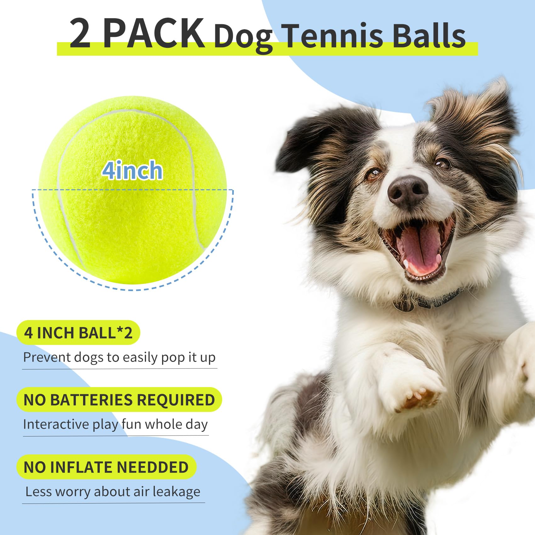 Susu & Wuwu balle tennis chien, caoutchouc naturel robuste et sûr pour les dents.