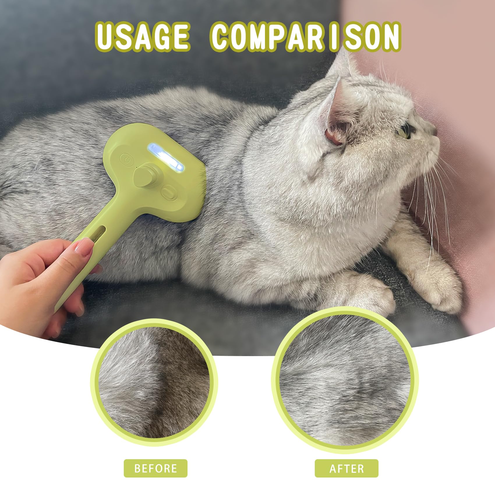 Brosse susu et wuwu, utilité polyvalente en jaune adaptée à tous les animaux.