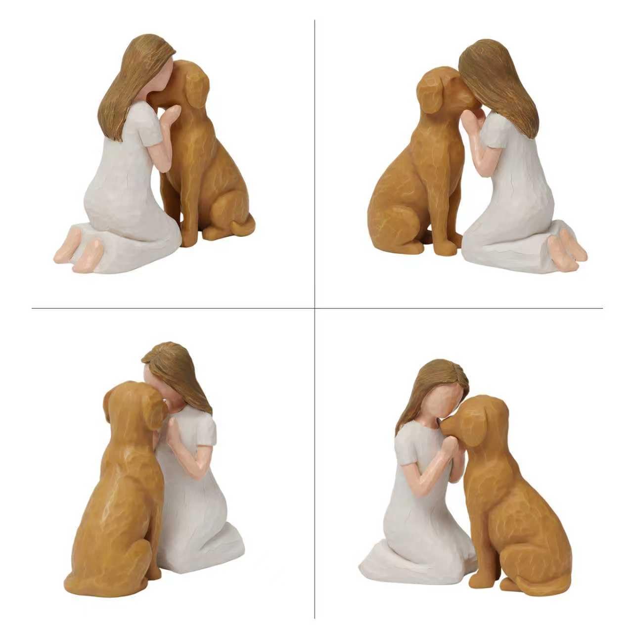 Figurine SUTIMAS chien brun et fille, souvenir précieux.