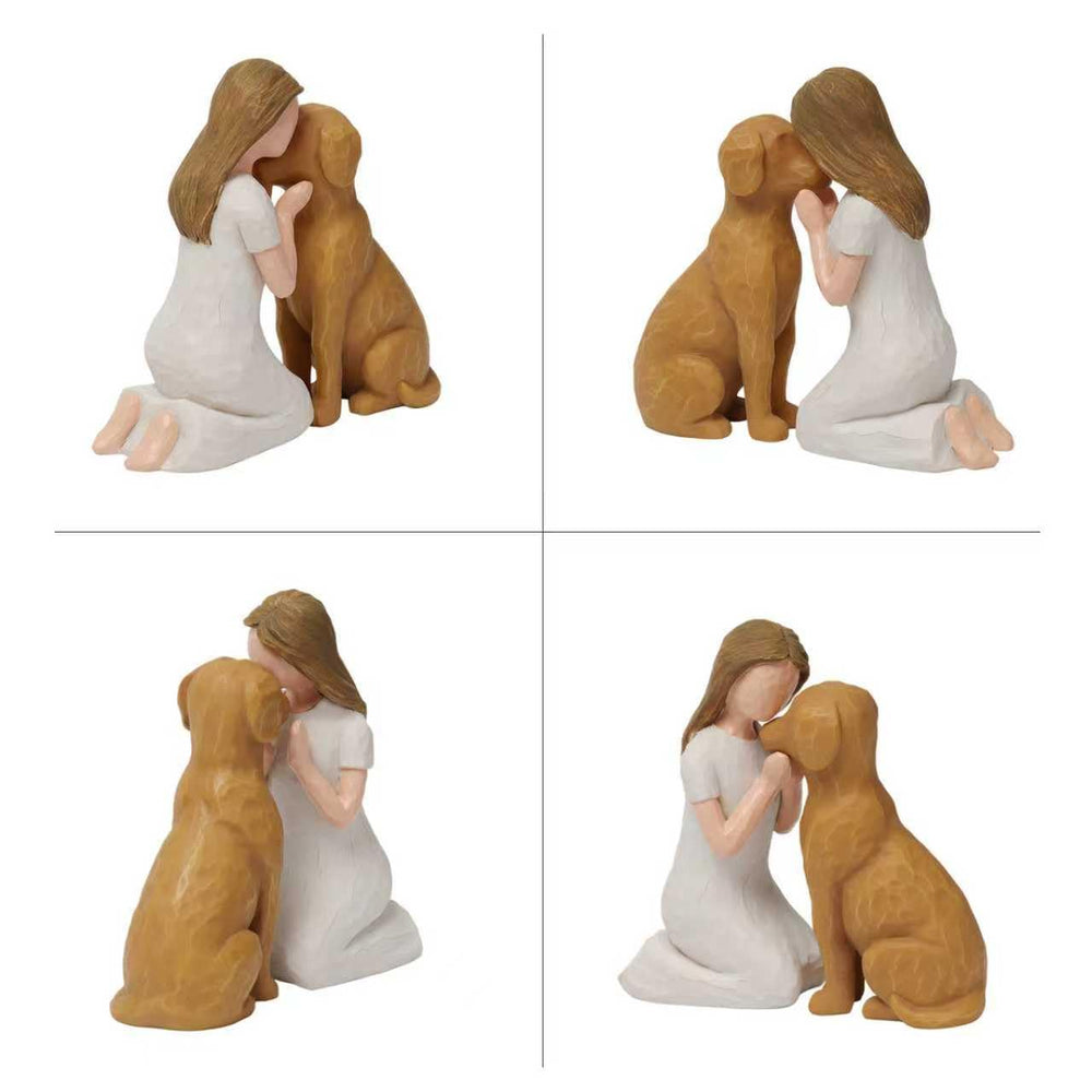Figurine SUTIMAS chien brun et fille, souvenir précieux.