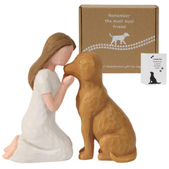Figurine SUTIMAS chien brun peint à la main, décor réconfortant pour mémoire.