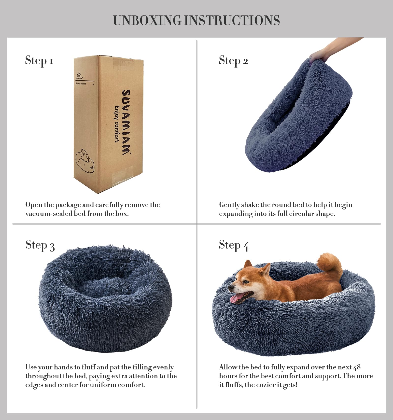 SUVAMJAM Comfort Donut – version gris élégante prête pour l’intérieur.