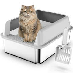 Suzzipaws bac-litiere-inox-couvert : surface lisse et hygiénique