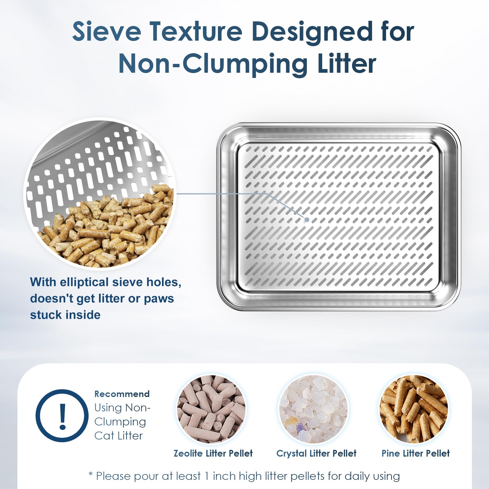 Suzzipaws boîte-litière inox, bords hauts anti-fuite, vue latérale