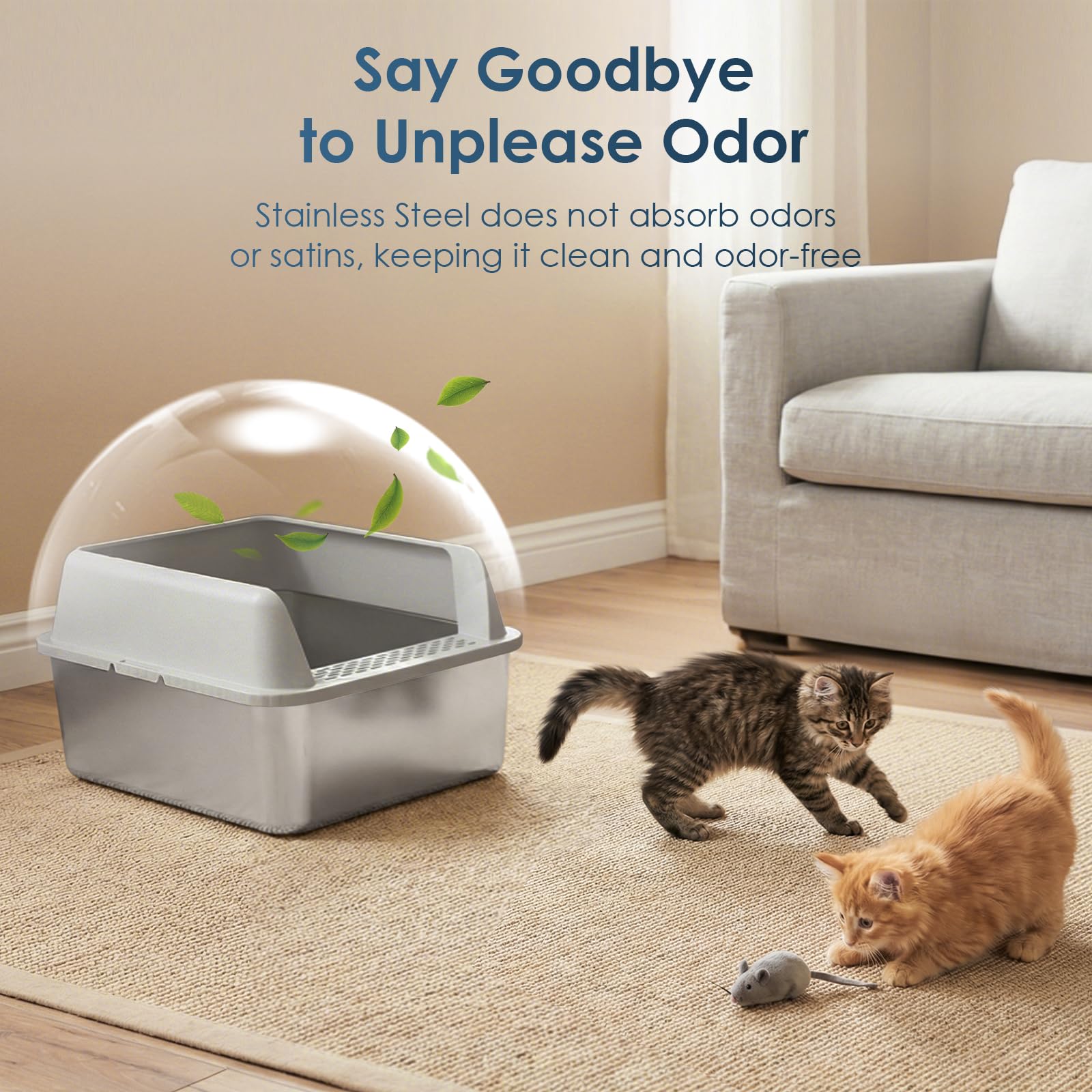 Suzzipaws ensemble-litiere-inox-durable : résistance durable et faible absorption des odeurs