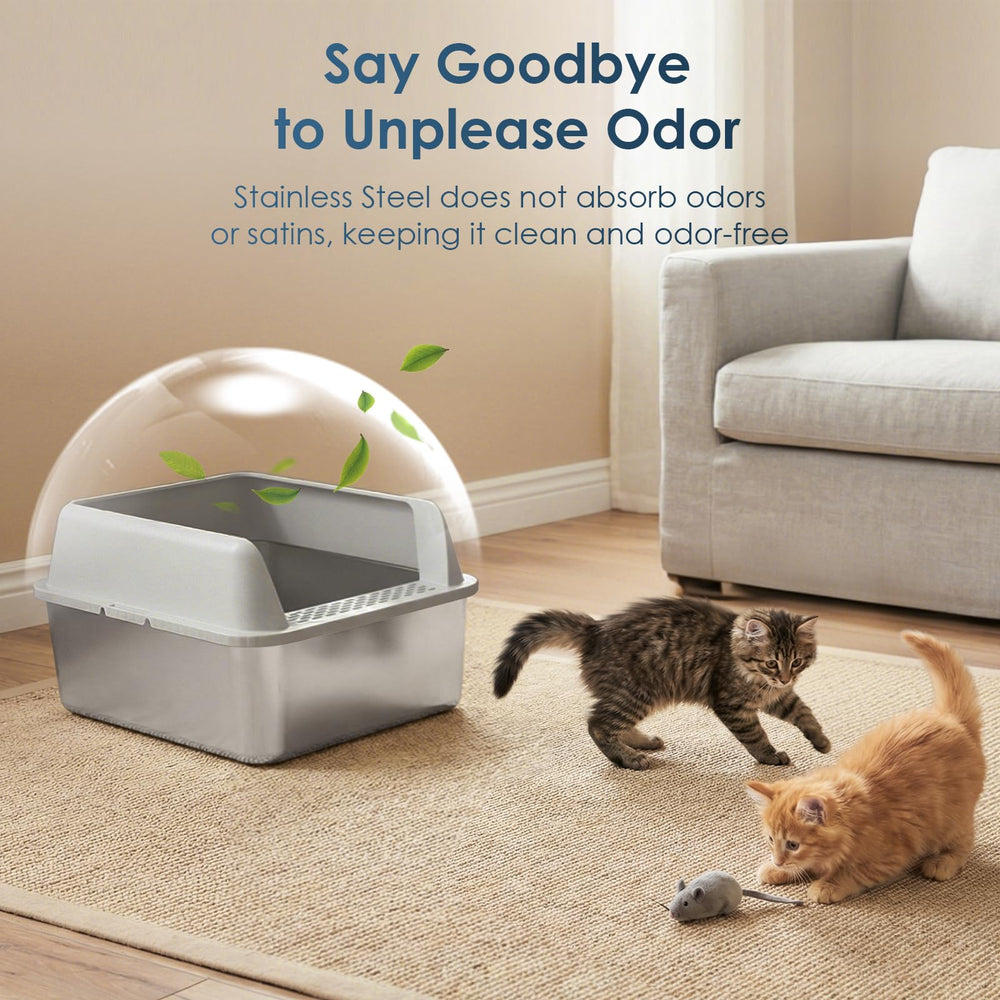 Suzzipaws ensemble-litiere-inox-durable : résistance durable et faible absorption des odeurs