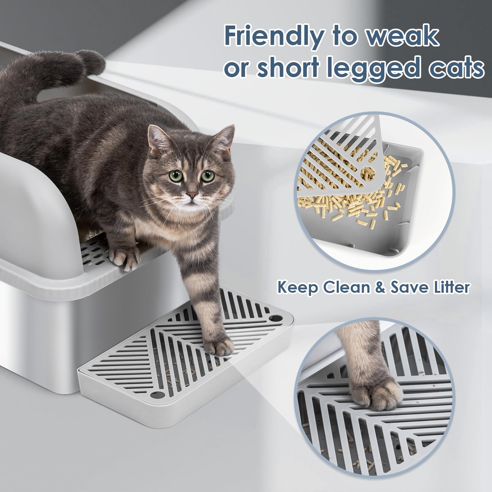 Suzzipaws litière inox filtre-pédale pour réduire les copeaux sur le sol.