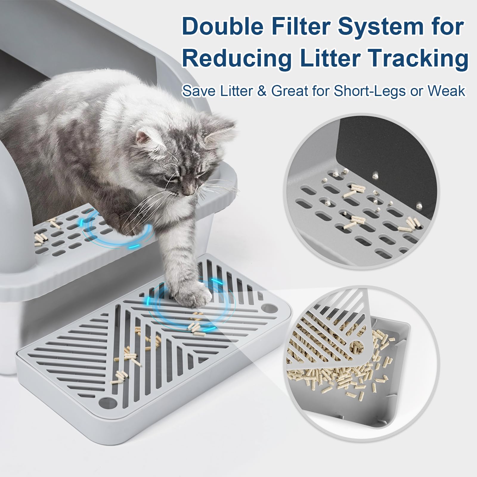 Suzzipaws litière métal antiadhésive facilite le nettoyage rapide.