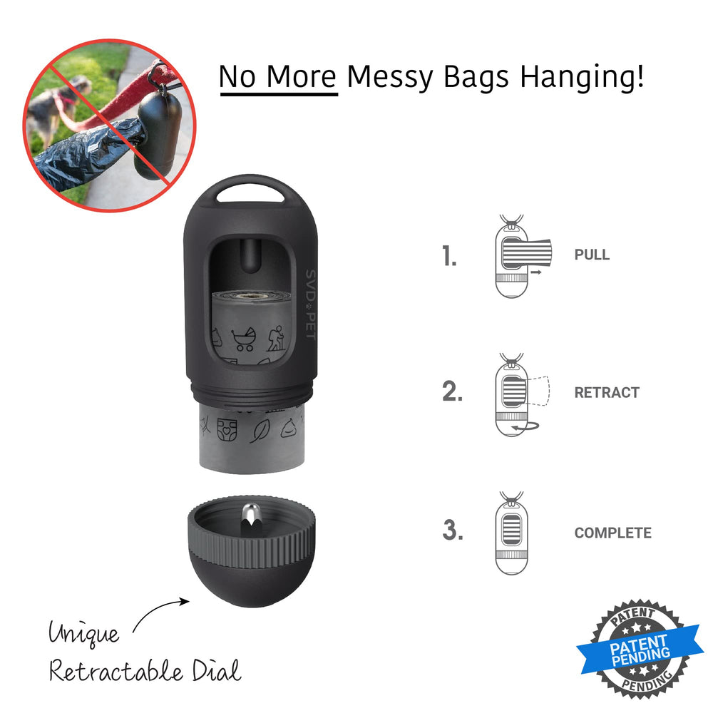 SVD.PET distributeur, molette retractable pour ranger facilement les sacs supplémentaires