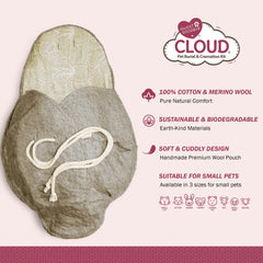 Sweet Goodbye Cloud: pochette en laine merino douce, couture artisanale et confort.