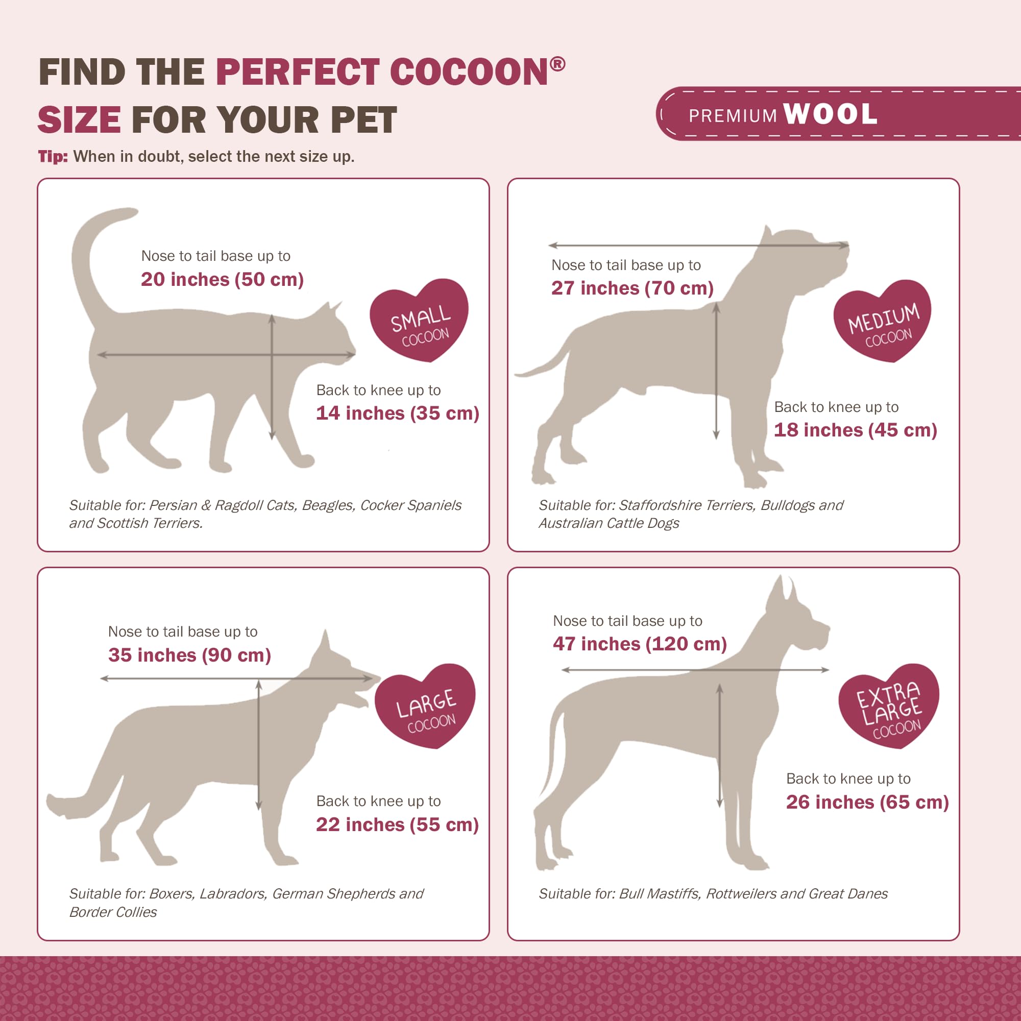 Cocoon Sweet Goodbye compatible chiens et chats, adapté à toutes les races.