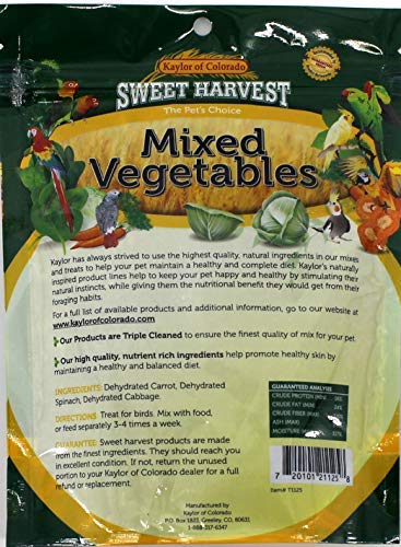Sweet Harvest carotte sechee—morceaux faciles à manger pour vos oiseaux.