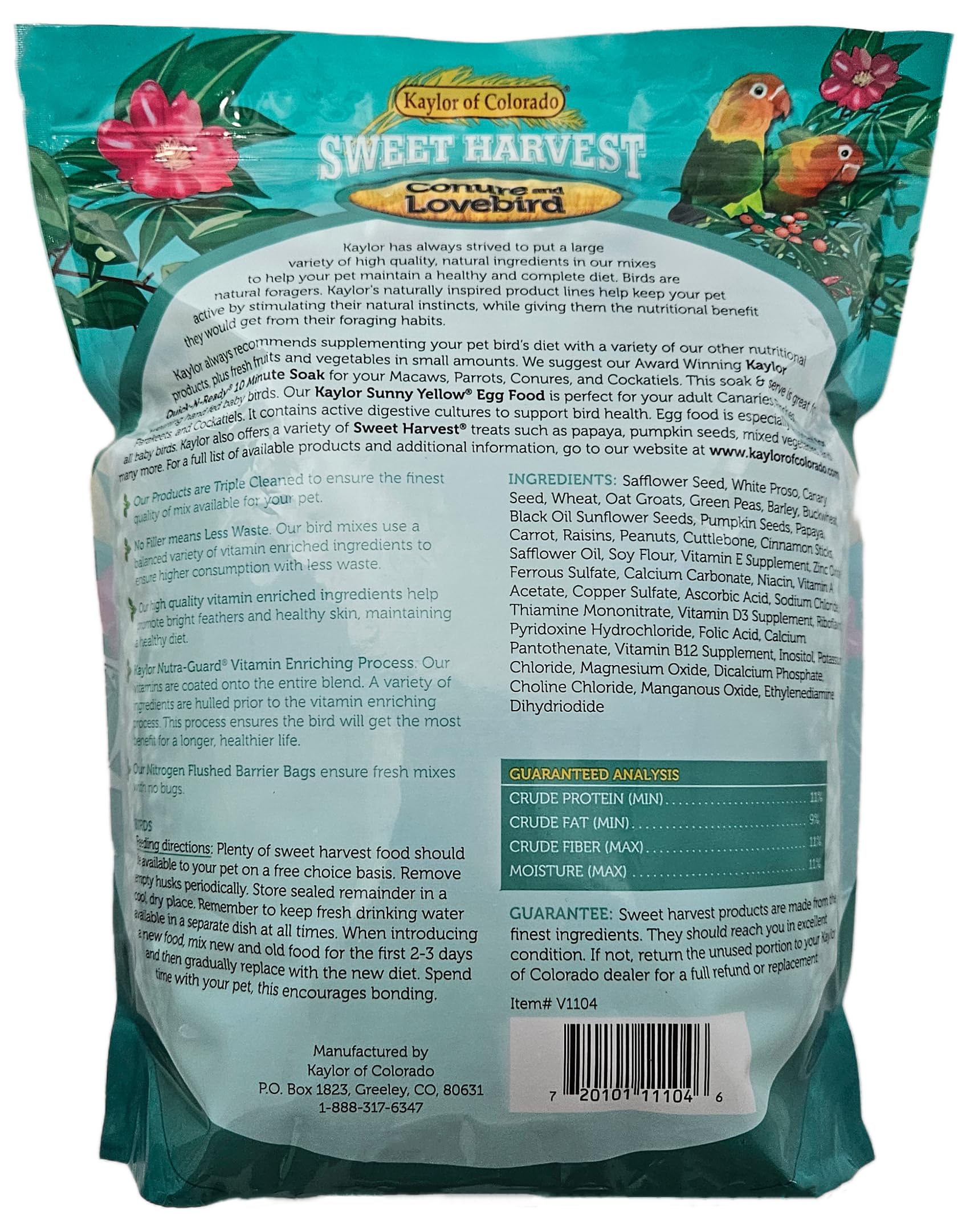 Sweet Harvest : graines triple nettoyées pour un repas propre et frais.