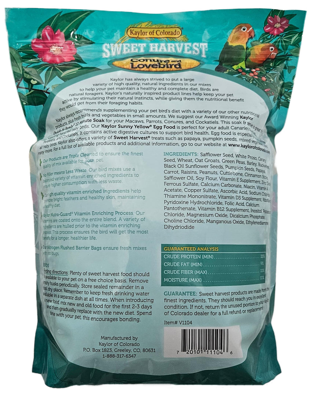 Sweet Harvest : graines triple nettoyées pour un repas propre et frais.