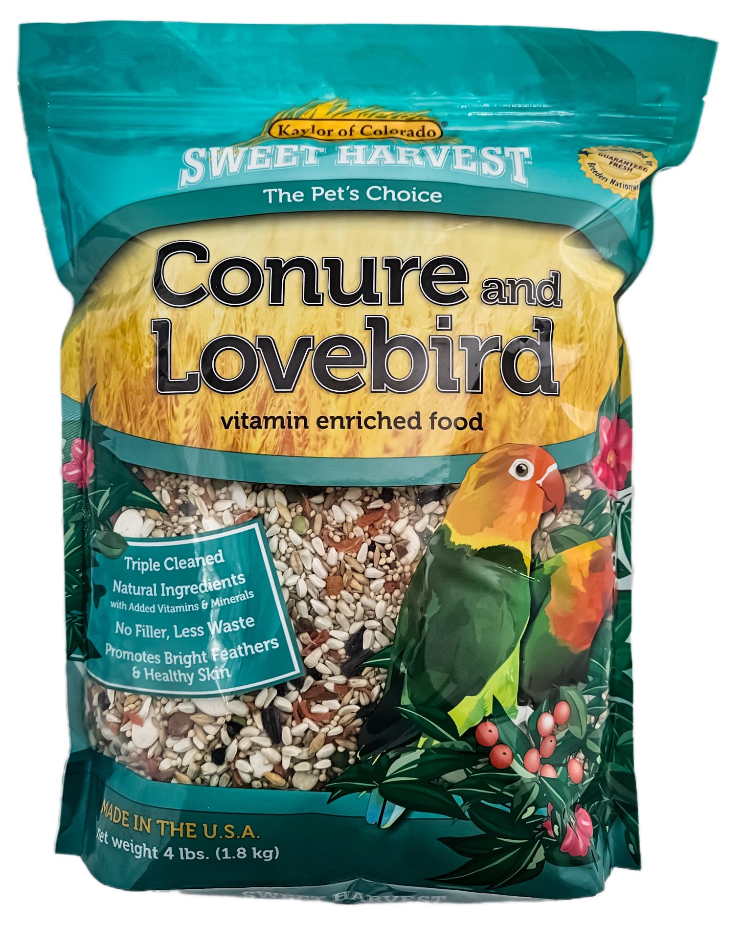 Sweet Harvest : mélange de graines pour conures et inséparables, alimentation équilibrée.