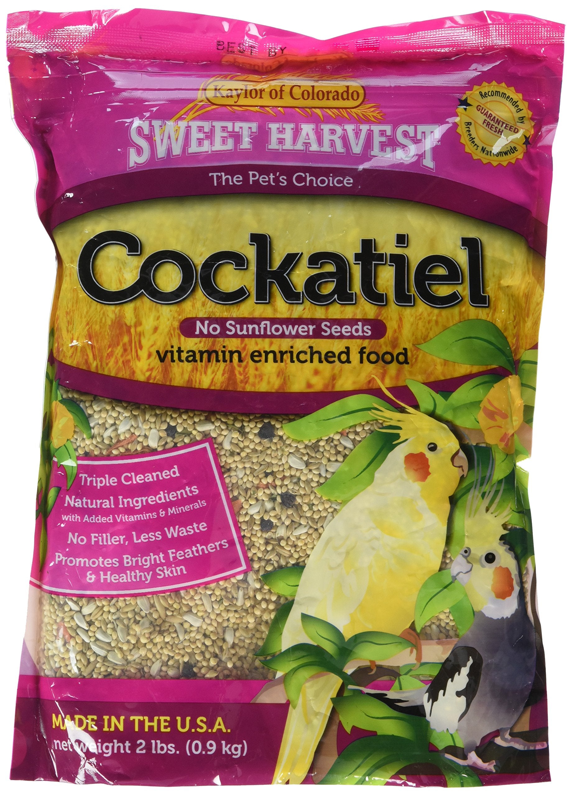 Sweet Harvest Kaylor-Made Cockatiel Food sans tournesol, alimentation équilibrée pour plumes éclatantes et énergie naturelle