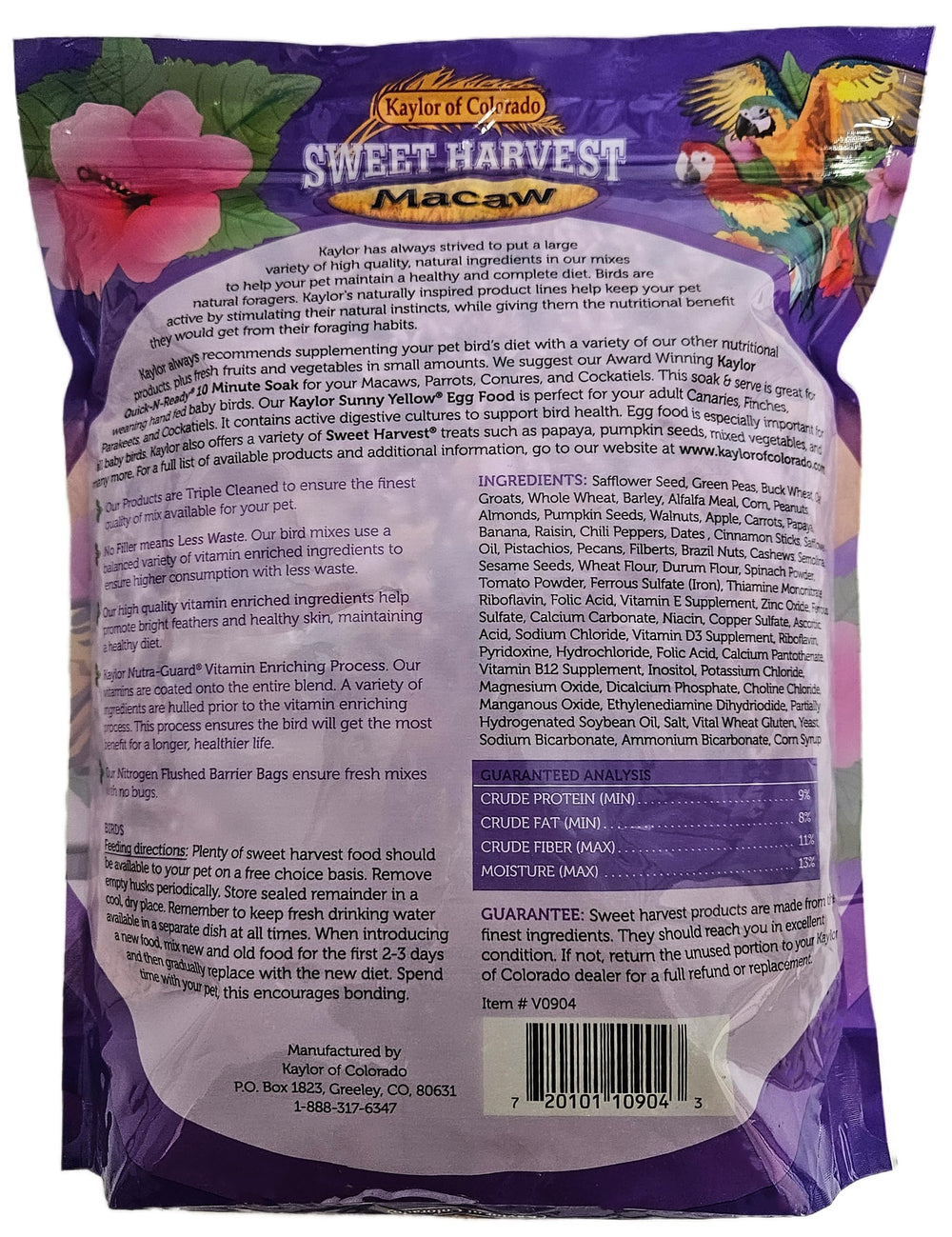 Mélange de graines Sweet Harvest mis en avant, riche variété pour l'appétit de l'ara macao.