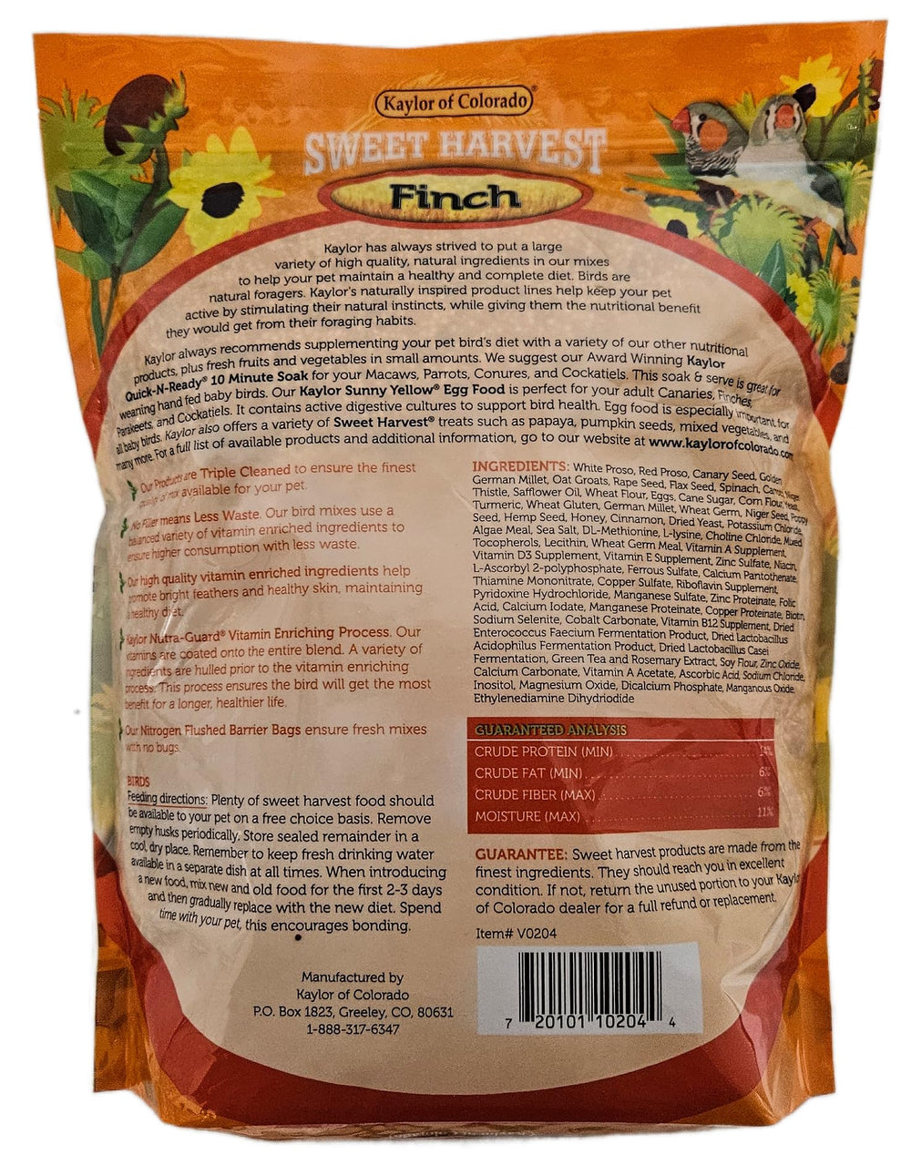 Mélange de graines Sweet Harvest pour pinsons, énergie et plumage éclatant.