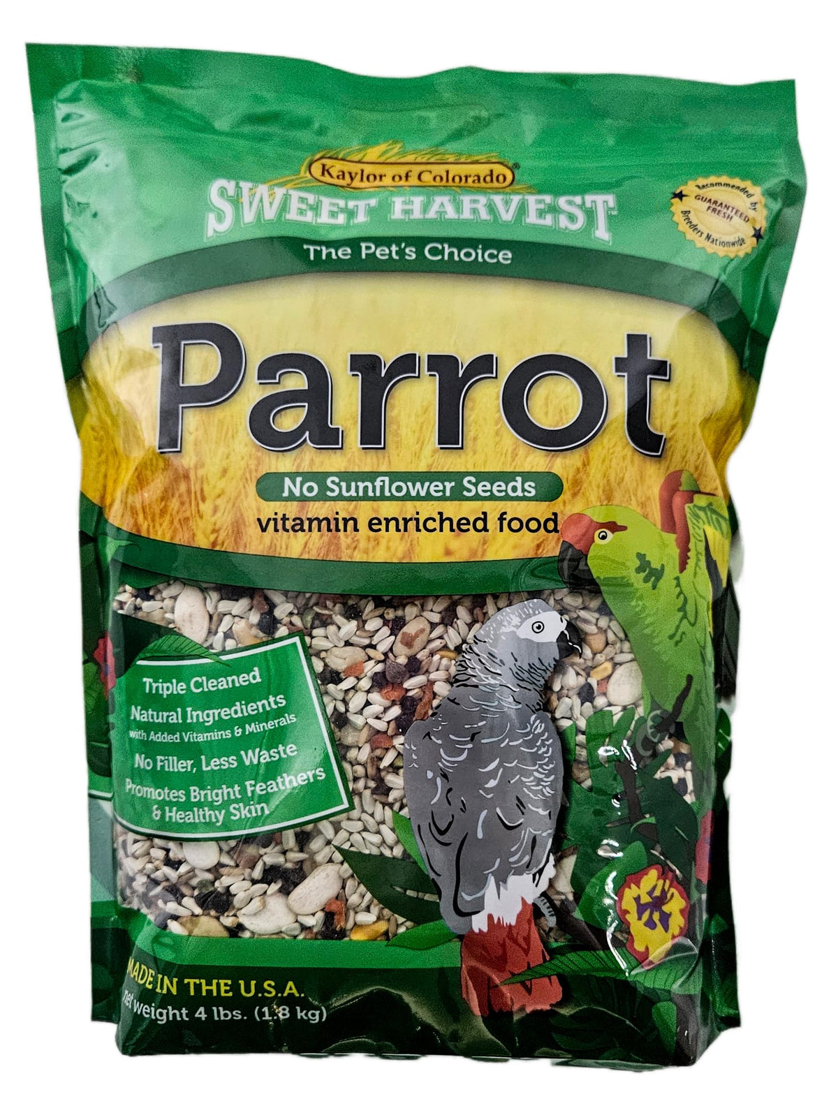 Sweet Harvest Nourriture pour perroquets, sac 4 lb, mélange naturel.