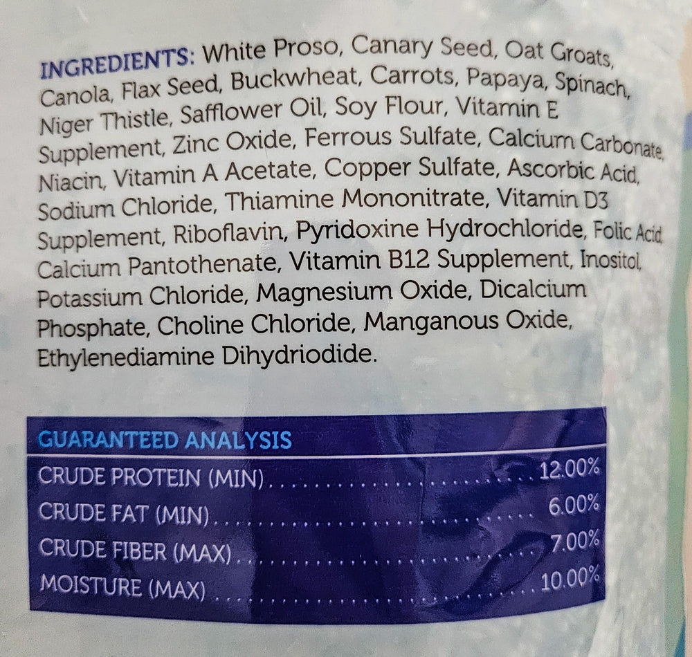 Sweet Harvest perruche – sans ingrédients de remplissage, moins de gaspillage.