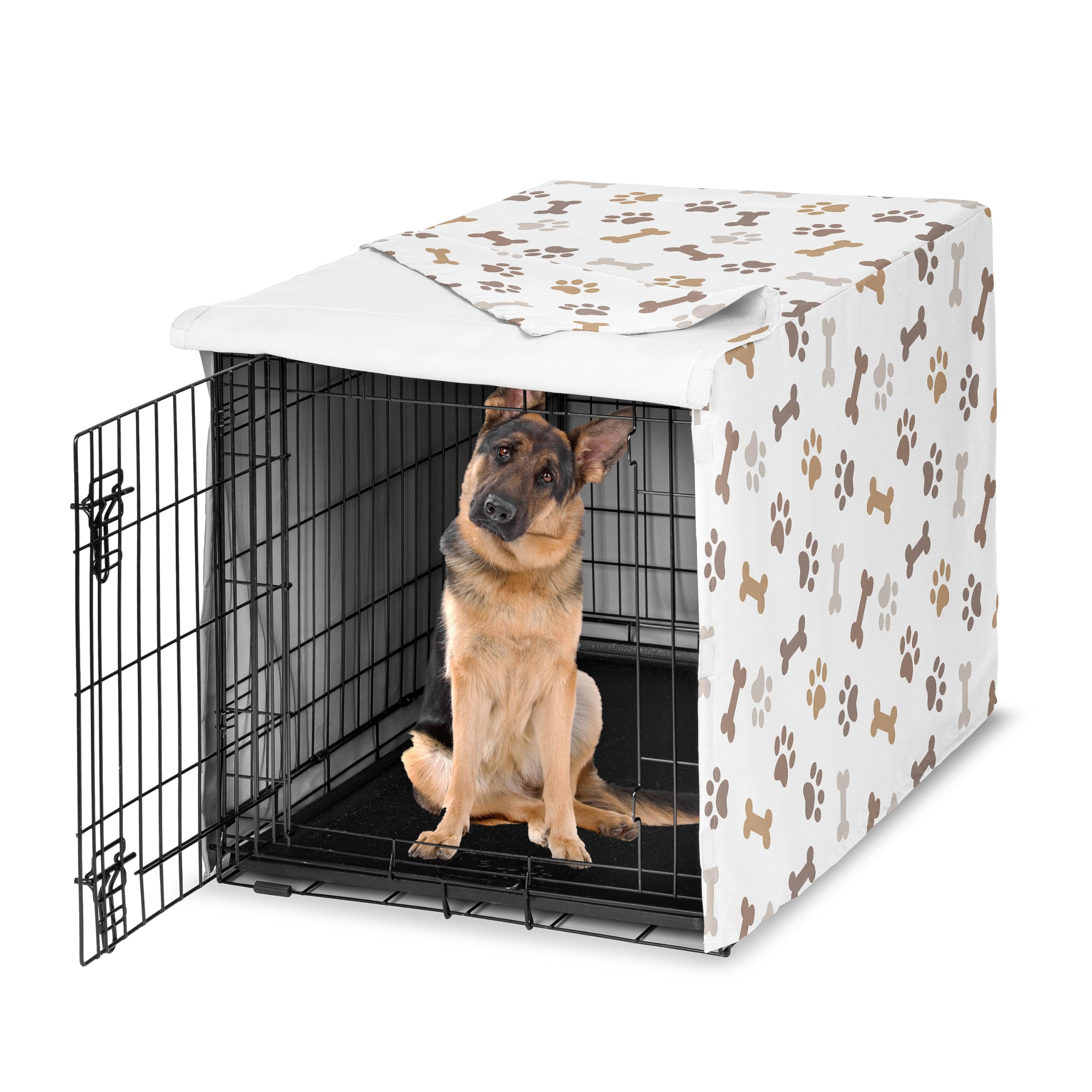 Cache-cage Sweet Jojo Designs 48 po avec os et empreintes pour un look neutre et confortable