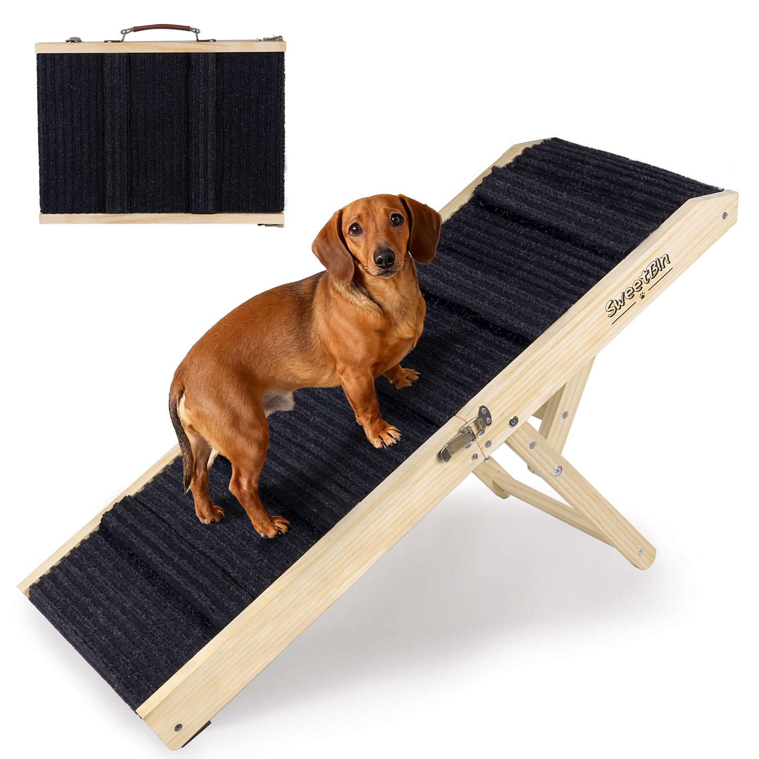 SweetBin rampe chien bois massif pour stabilité durable et sécurité.