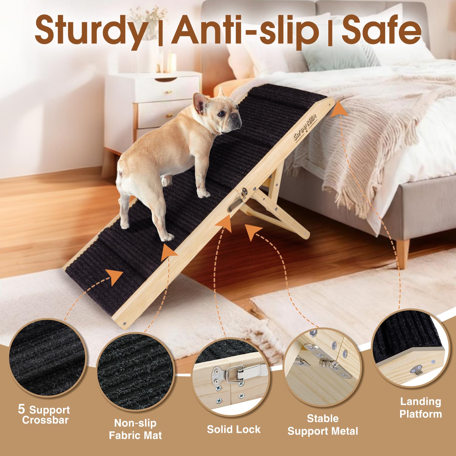 SweetBin rampe chien hauteurs ajustables adaptées aux meubles
